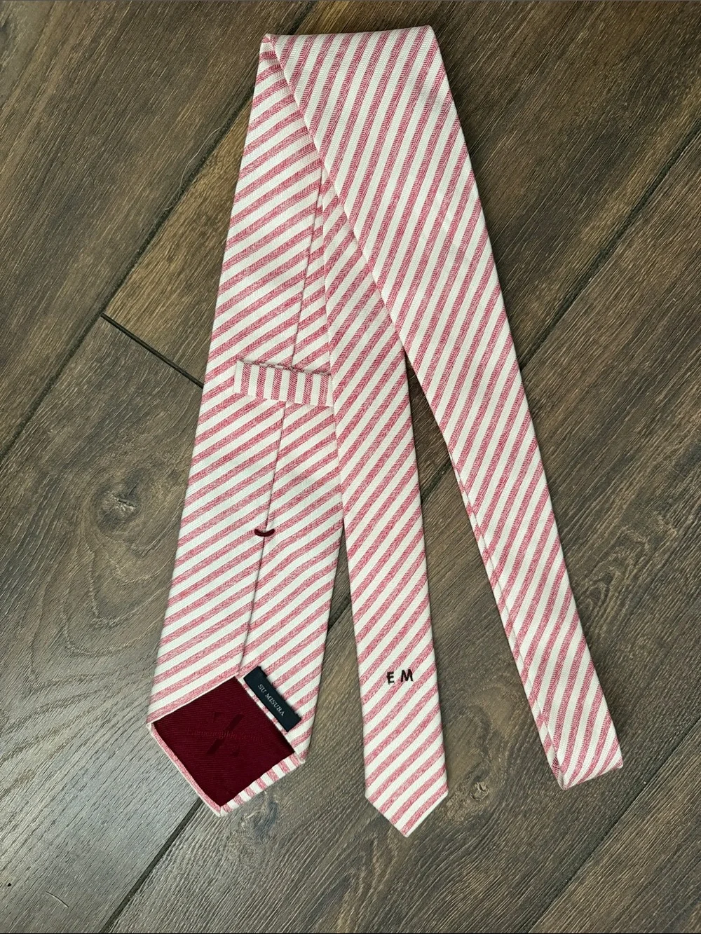 Ermenegildo Zegna Red and White Striped Tie